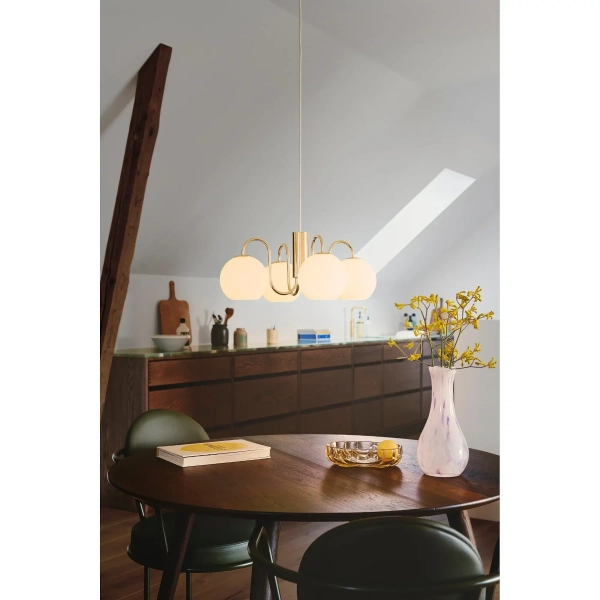 Szklana lampa wisząca kule Franca 2312543035 nad stół mosiądz błyszczący