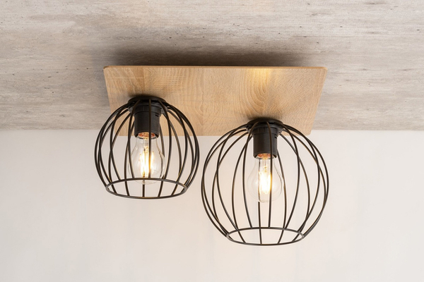 2-punktowa lampa sufitowa Cyber 32358 klatki czarne do salonu