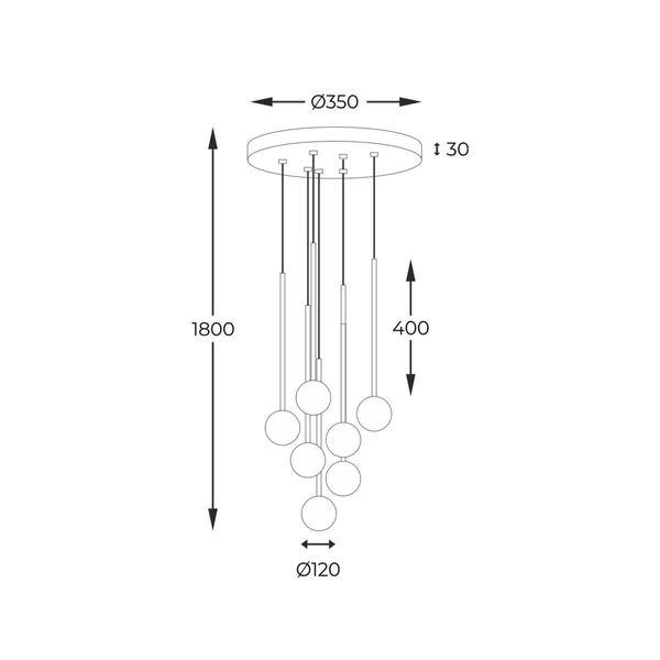 Salonowa lampa wisząca Ali kaskada szklana złota czarna