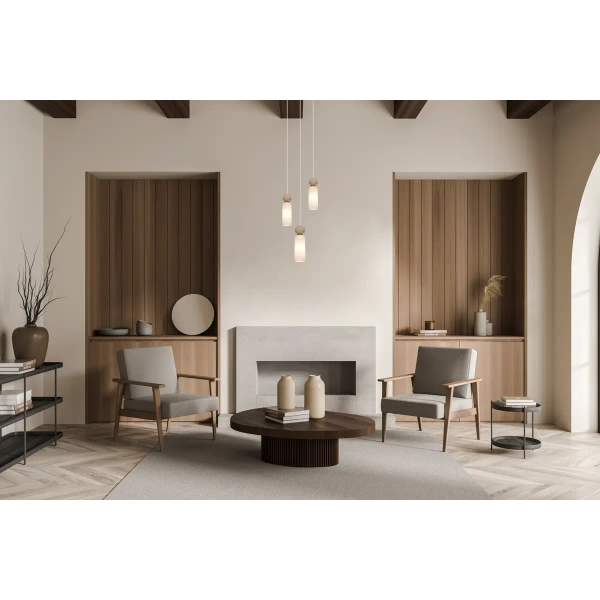 Szklana wisząca lampa Santos PND-95331-3-BRSS potrójna biała mosiądz