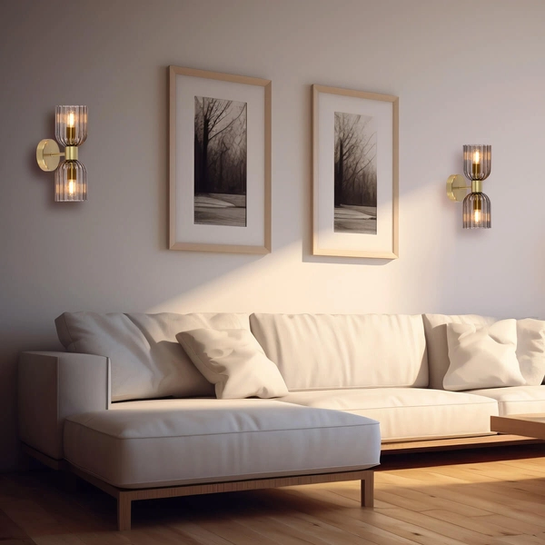 Ścienna lampa glamour Piega LP-939/2W smoked Light Prestige bursztynowa przydymiona