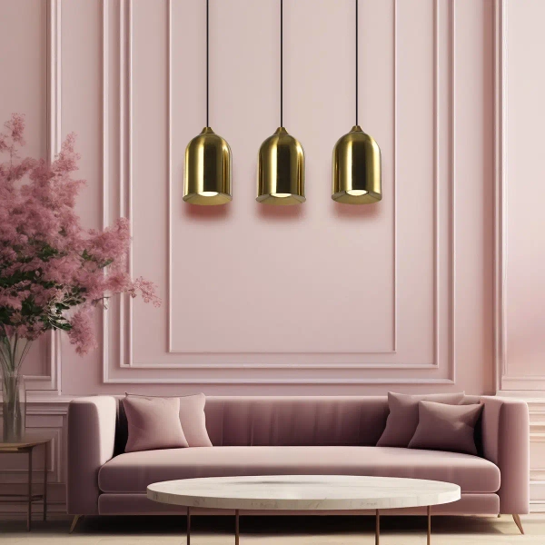 Zwisający żyrandol do salonu Nilo LP-0110/3L GD nad kanapę złoty