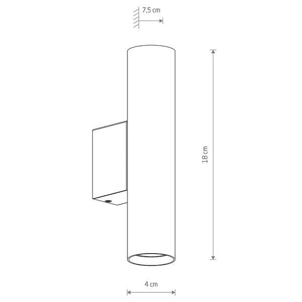 Lampa ścienna sypialniana tuba Fourty 10890 Nowodvorski podłużna szary