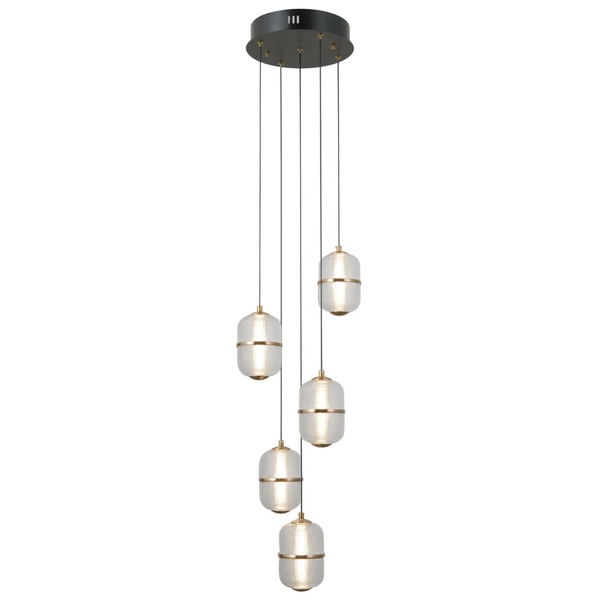 Wisząca lampa nad stół Alani PND-34375-5-BK LED 140W 3000K czarny złoty