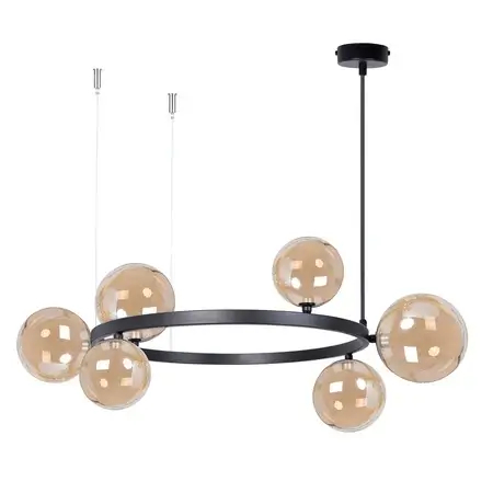 Molekułowa wisząca lampa nad stół Bolero 41322 kulista bursztynowa czarna