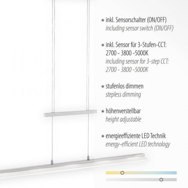 Lampa wisząca NELE 15880-55 LED 26W 2700-5000K listwa srebrny