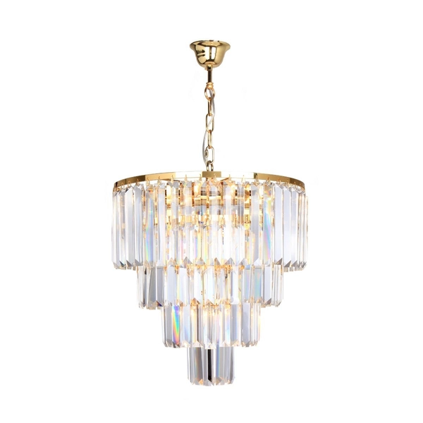 Żyrandol nad stół Amedeo 17106/4+1-GLD złota lampa wisząca crystal
