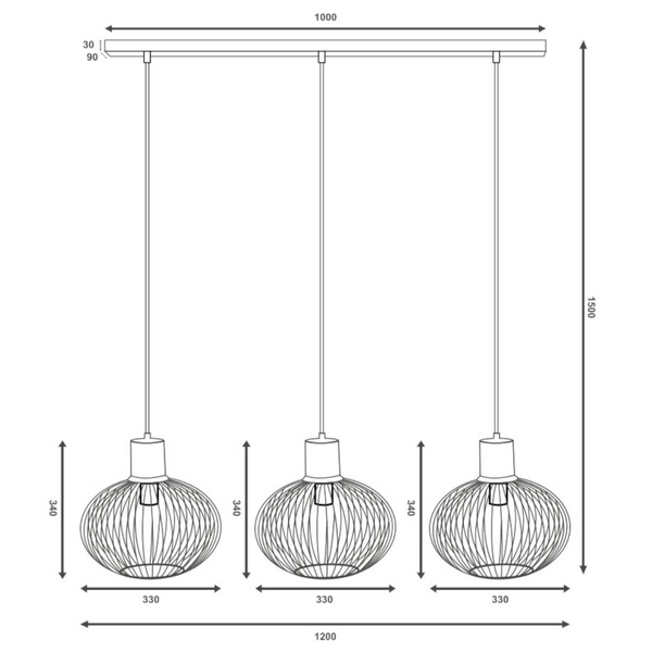 Wisząca lampa na listwie GILA 365700366 Trio bańki do salonu beżowa