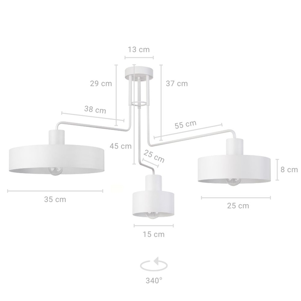 Natynkowa LAMPA sufitowa VASCO 31554 Sigma loftowa OPRAWA plafon metalowy na wysięgnikach biały