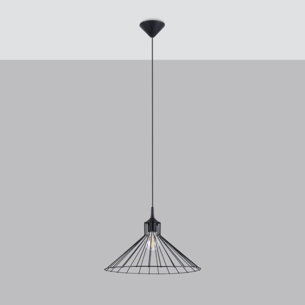 Druciana lampa wisząca EDA SL.1186 czarna metalowa 1xE27 do salonu jadalni