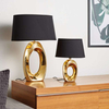 Stojąca LAMPA stołowa TABA R50511079 RL Light nocna LAMPKA abażurowa okrągła na biurko czarna złota