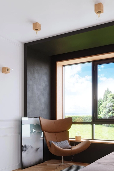 Stołowa LAMPKA ekologiczna SL.0677 stojąca LAMPA biurkowa drewniana kostka cube kwadratowa