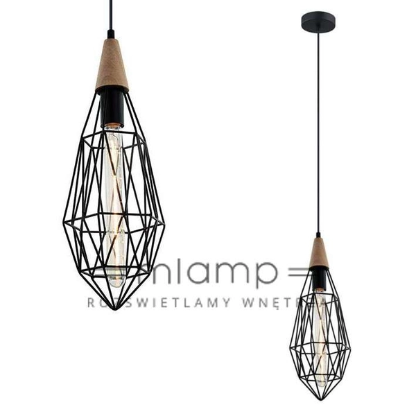 Industrialna LAMPA wisząca MAELLE MDM-2595/1S BK Italux druciana OPRAWA zwis drut czarny