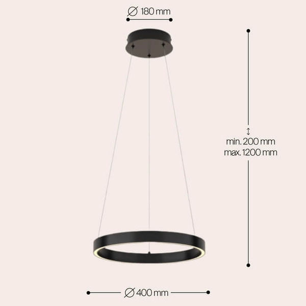Wisząca lampa ring Rim MOD058PL-L22B3K LED 25W czarna
