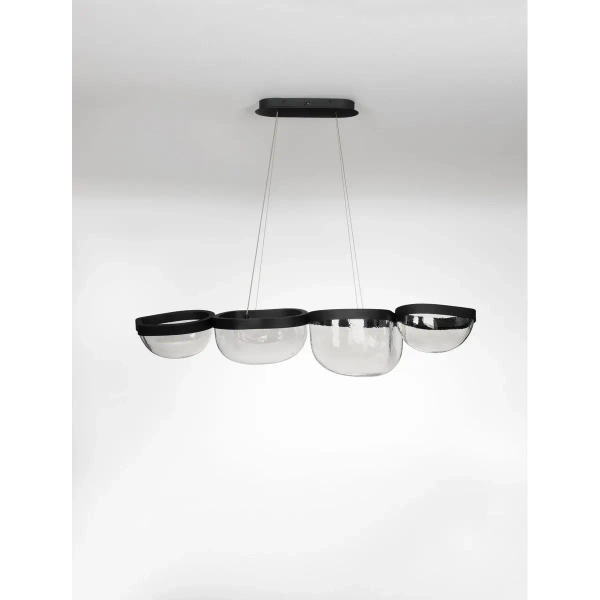 Wisząca lampa czarna szklana TUNTE do jadalni LED 43W 3500K ściemnialna nad stół LE46205