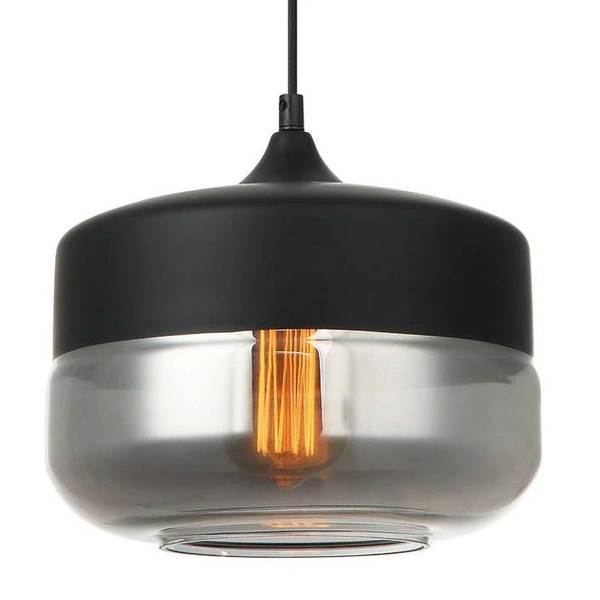 LAMPA wisząca MOLINA MDM-2380/1 BK+SG Italux skandynawska OPRAWA szklany ZWIS czarny przydymiony