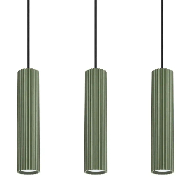 Ryflowana lampa wisząca KARBON SL.1613 potrójna oliwkowa