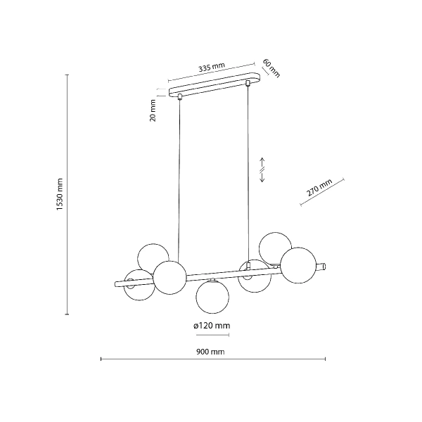 Molekułowa lampa wisząca Estera Wood 11096 na belce bursztynowy brązowy