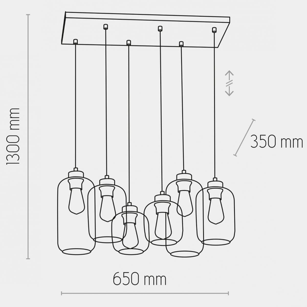 Wisząca loftowa lampa Marco 3328 TK Lighting owalna szklana wielokolorowa