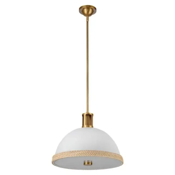 Wisząca lampa nad wyspę Doral QN-DORAL-P-M-WHT kopuła biały mosiądz