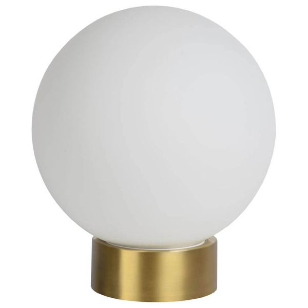 Kulista lampa stołowa Jorit ball do sypialni złota biała