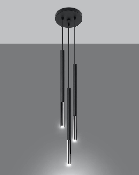 Kaskada LAMPA wisząca SL.0887 okrągła OPRAWA tuby ZWIS metalowy czarny chrom