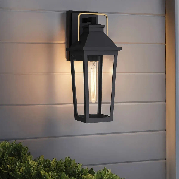 Elewacyjna lampa ścienna Buckley QZ-BUCKLEY-M-MBK szklana IP44 czarny