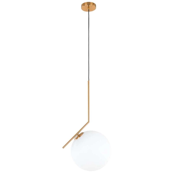 LAMPA wisząca CONDI MDM-7475/1-L-G MDECO modernistyczna OPRAWA szklany ZWIS kula ball mosiądz biała