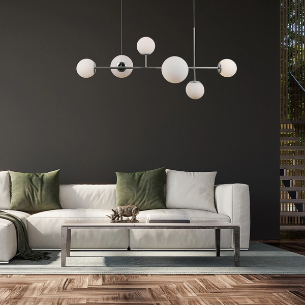Loftowa LAMPA wisząca VAILANTE PND-31221-6B-CH Italux modernistyczna OPRAWA szklane kule ball zwis chrom