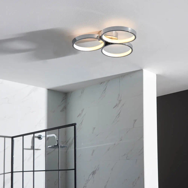 Sufitowa lampa do salonu Radius 96473 LED 30W 3000K ringi chrom biały