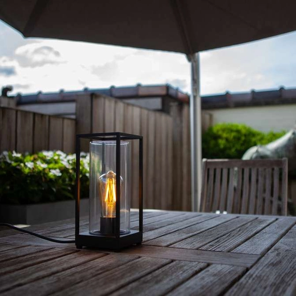 Stołowa LAMPA zewnętrzna FLAIR 6588801012 Lutec ogrodowa OPRAWA metalowa klatka outdoor IP44 czarna przezroczysta