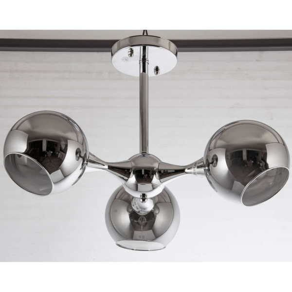 Loftowa lampa sufitowa VEN C854-3 szklana modernistyczna chrom przydymiona