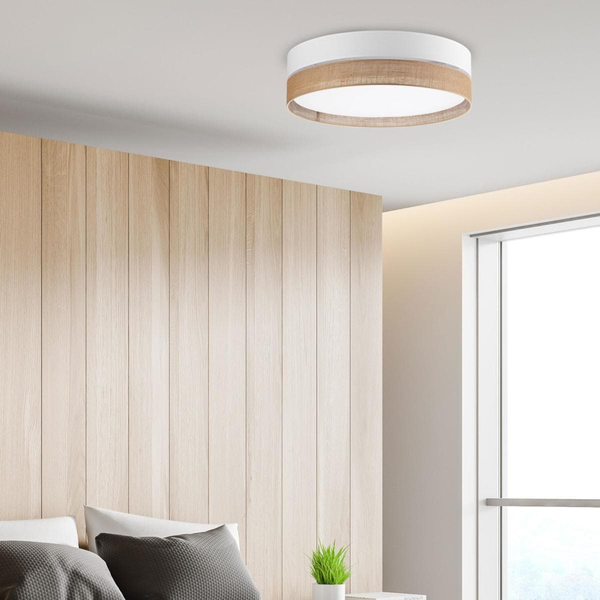 Lampa sufitowa jutowa Linobianco 6578 TK Lighting ekologiczna brązowa biała