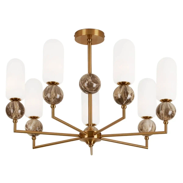 Wisząca lampa do salonu Nova P0633 nad stół kulista złota brązowa