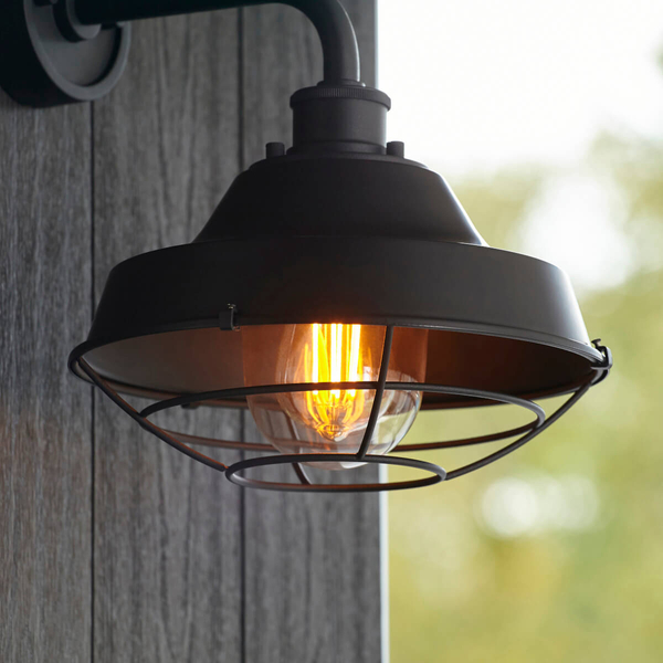 Kopułowa lampa ścienna L&-195888 IP44 czarny przezroczysty