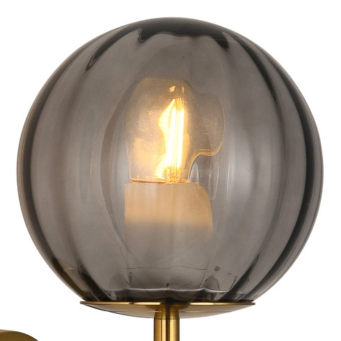 LAMPA ścienna RAVENA WL-2324-1 BRO+SG Italux szklana OPRAWA kinkiet kula mosiądz przydymiona