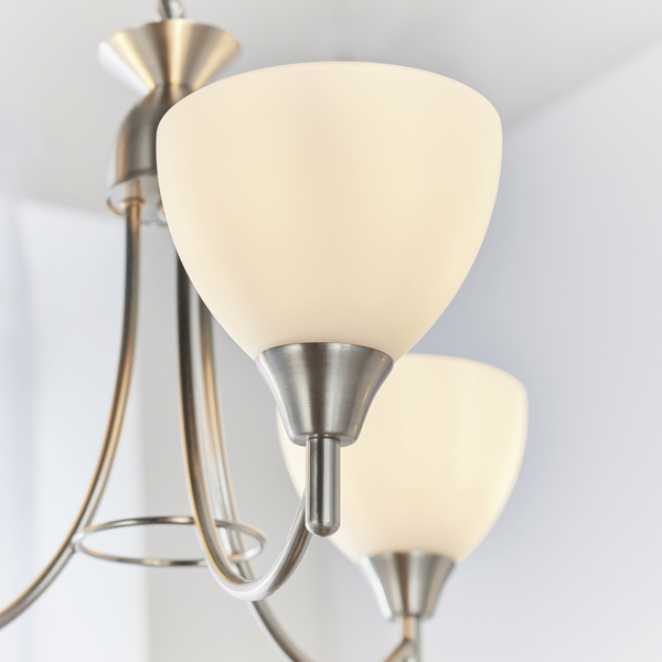 Lampa wisząca Alton 1805-3SC kielichy szkło opalowe satynowy chrom