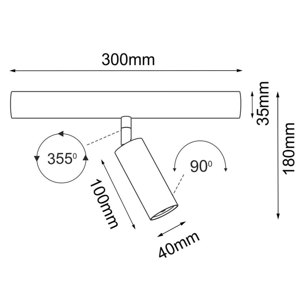 Punkt świetlny modułowy Mafra 5106 reflektor tuba rurka punktowy czarny