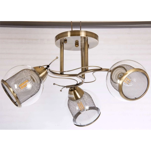 Lampa sufitowa VEN 7715-3 szklane klosze druciana patyna przezroczyste