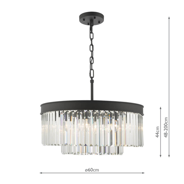 Kryształowa lampa wisząca Celeus CEL0622 czarny przezroczysty