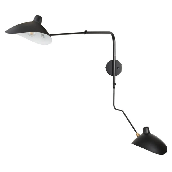 Podwójny kinkiet ścienny z regulacją CRANE W8702-S czarny