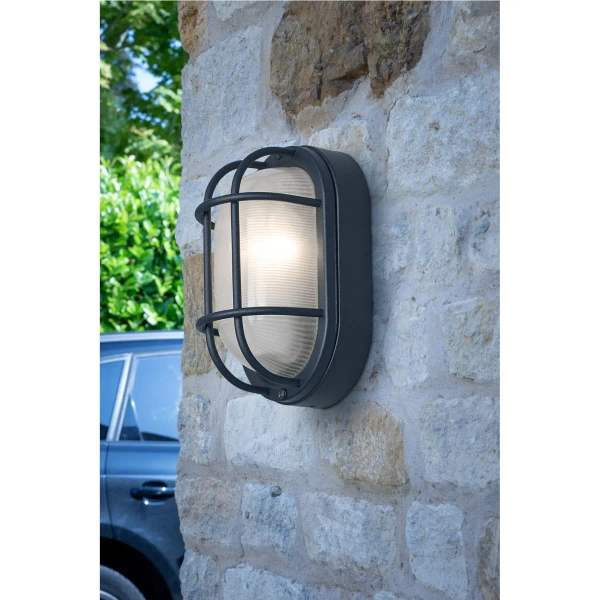 Loftowy ogrodowy kinkiet Salcombe SAL5222 żebrowany IP44 czarny
