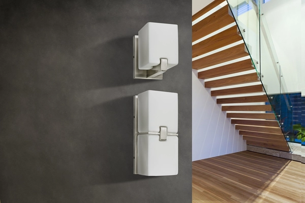 Ścienna lampa Cross kostka kinkiet satyna nikiel biały