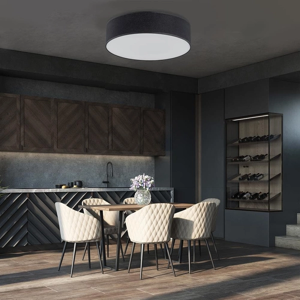 Plafon natynkowy okrągły Rondo 3335 TK Lighting z tkaniny czarny biały