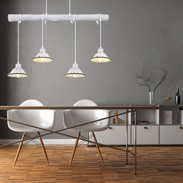 Prowansalska LAMPA wisząca JOWITA 54050-4H Globo metalowa OPRAWA zwis shabby biały czarny