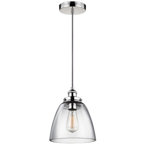 Wisząca LAMPA loftowa FE-BASKIN-P-B-PN Elstead FEISS szklana OPRAWA skandynawska ZWIS hygge polerowany nikiel przezroczysty