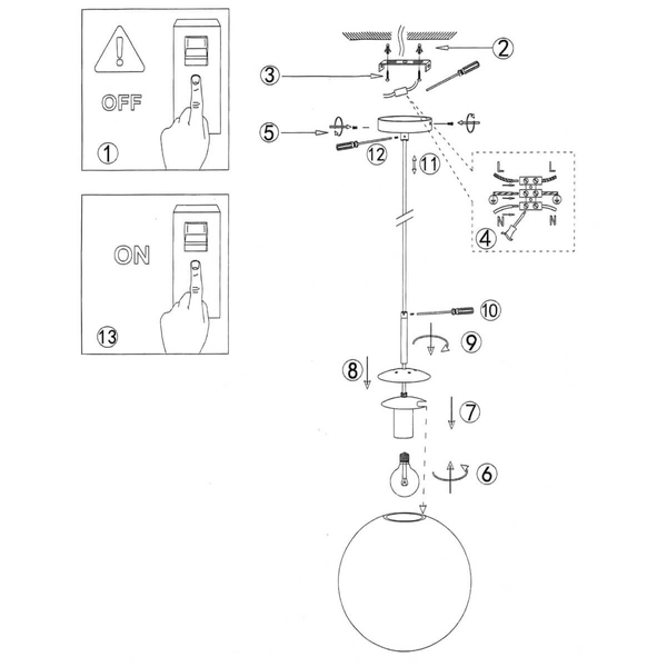 Loftowa LAMPA wisząca PALLA LP-2844/1P GD Light Prestige szklana OPRAWA ball ZWIS kula złota przezroczysta