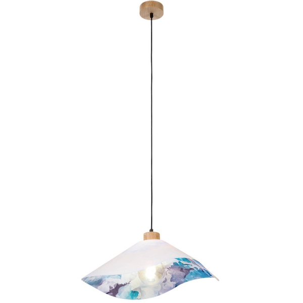 Wisząca lampa vintage HATTU FLORAL 1615619174 materiałowa kopuła biały