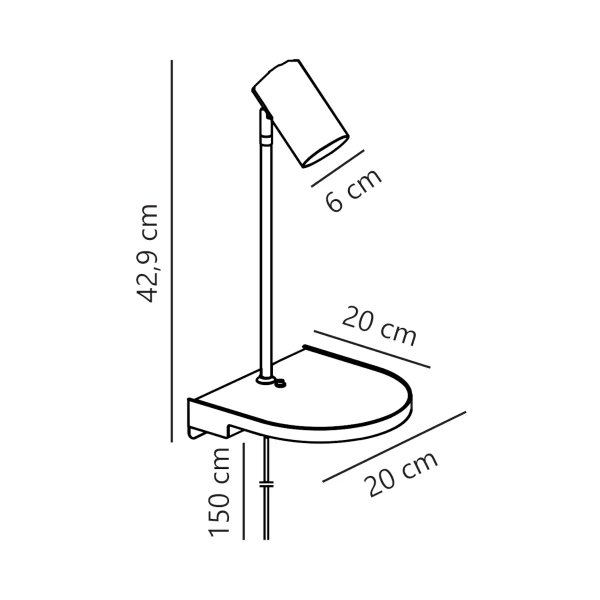 Regulowana lampa ścienna z półką CODY 2112001001 do czytania biały