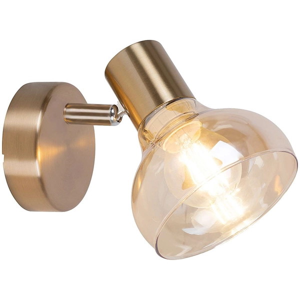 Kinkiet LAMPA ścienna HOLLY 5546 Rabalux metalowa OPRAWA szklany reflektorek antyczne złoto bursztynowy